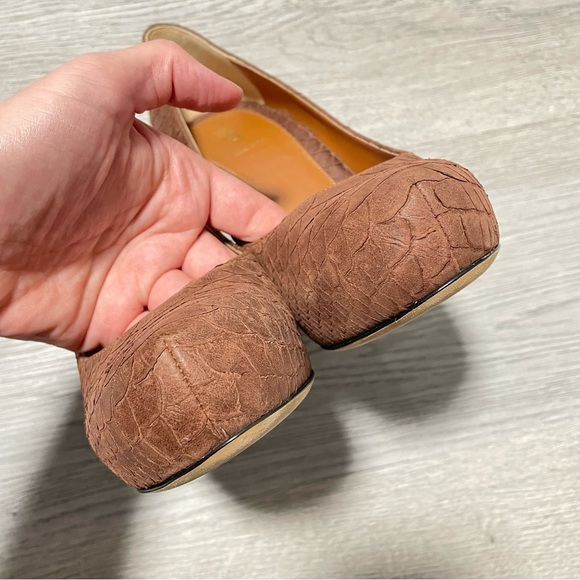 FENDI Logo Python Embossed Leather Round Toe Designer Heels - Size 10 - Brown - Picture 5 of 11